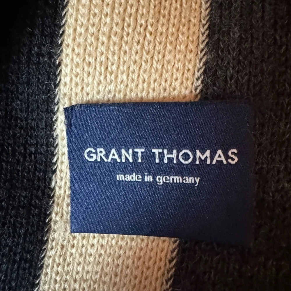 Grant Thomas striped wool scarf with fringe ends Made in Germany